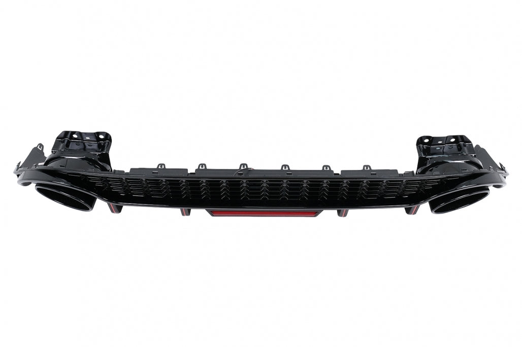 Rear Bumper Valance Diffuser compatible with Audi A3 8Y Hatchback S-Line and S3 2020-up, aggressive sport design with brake light integration.