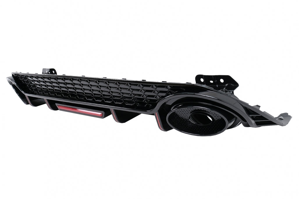 Rear Bumper Valance Diffuser compatible with Audi A3 8Y Hatchback S-Line and S3 2020-up, aggressive sport design with brake light integration.