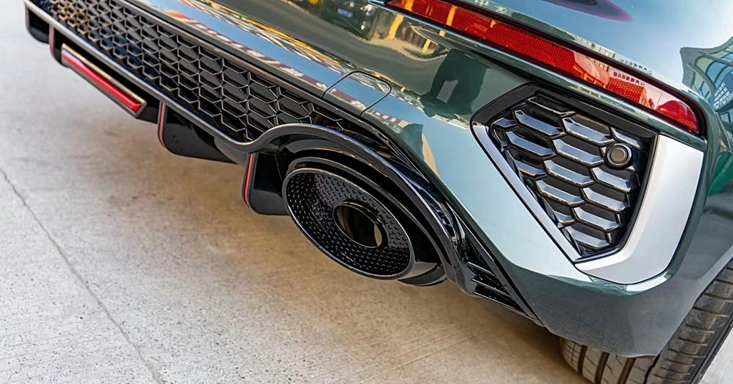 Rear Bumper Valance Diffuser compatible with Audi A3 8Y Hatchback S-Line and S3 2020-up, aggressive sport design with brake light integration.