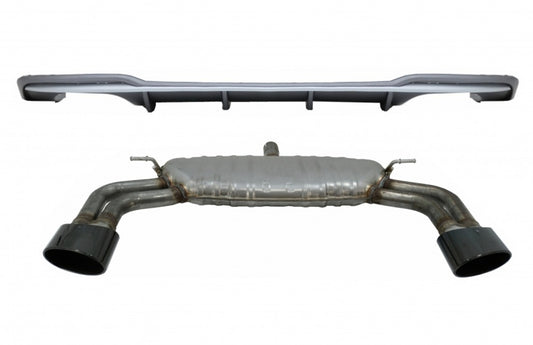 Rear Bumper Valance Diffuser with Exhaust System for Audi A3 8V Facelift Sedan Convertible (2016–2019) S3 Design