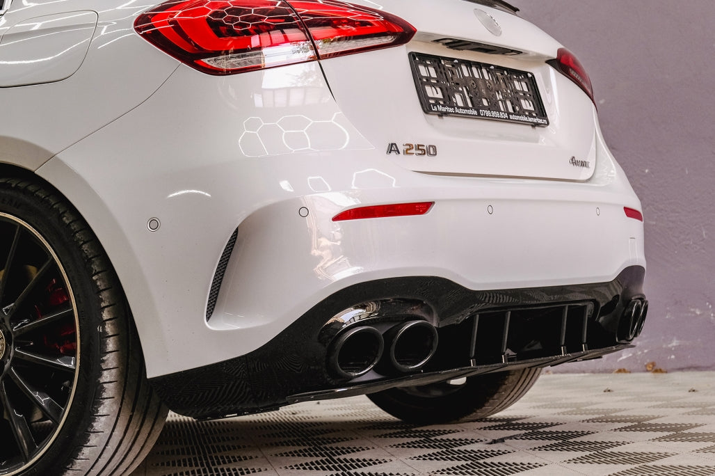 Rear Diffuser with Black Exhaust Tips and Mirror Covers for Mercedes A-Class W177 Hatchback (2018–2022)