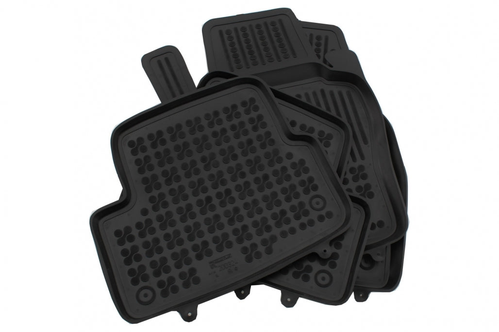 Rubber Floor Mat Black compatible with Audi A1 II GB 2018-up Sportback and Citycarver, custom-fit, 3 cm edge, odor-free material.