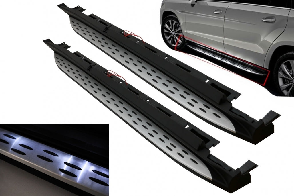 Running Boards Side Steps with LED Courtesy Light for Mercedes GL-Class X166 (2012–2015) GLS-Class Facelift (2016–2018)