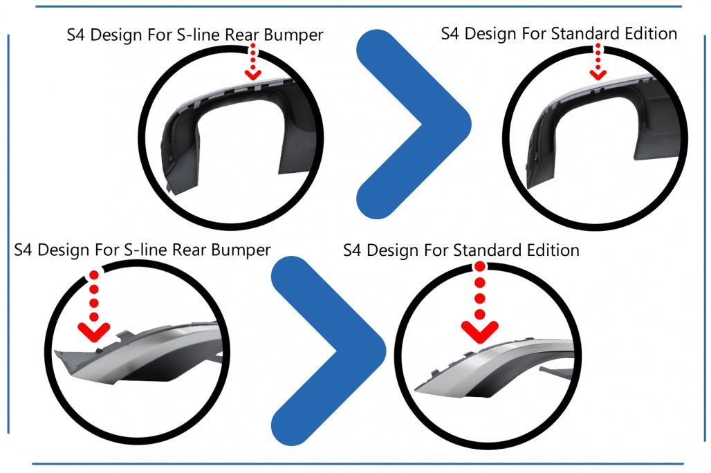 S4 Design Rear Bumper Valance Diffuser for Audi A4 B9 8W Sedan / Avant (2016–2018) – S-Line