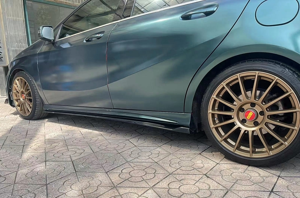 Side Skirt Extensions Piano Black for Mercedes A-Class W176 A45 Sport Line (2012–2018)