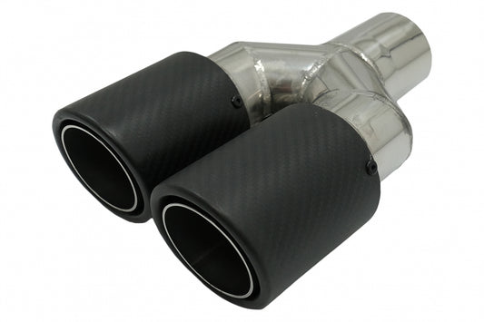 Universal Exhaust Muffler Tip Matte Carbon Fiber 5.8 cm Inlet Left Side