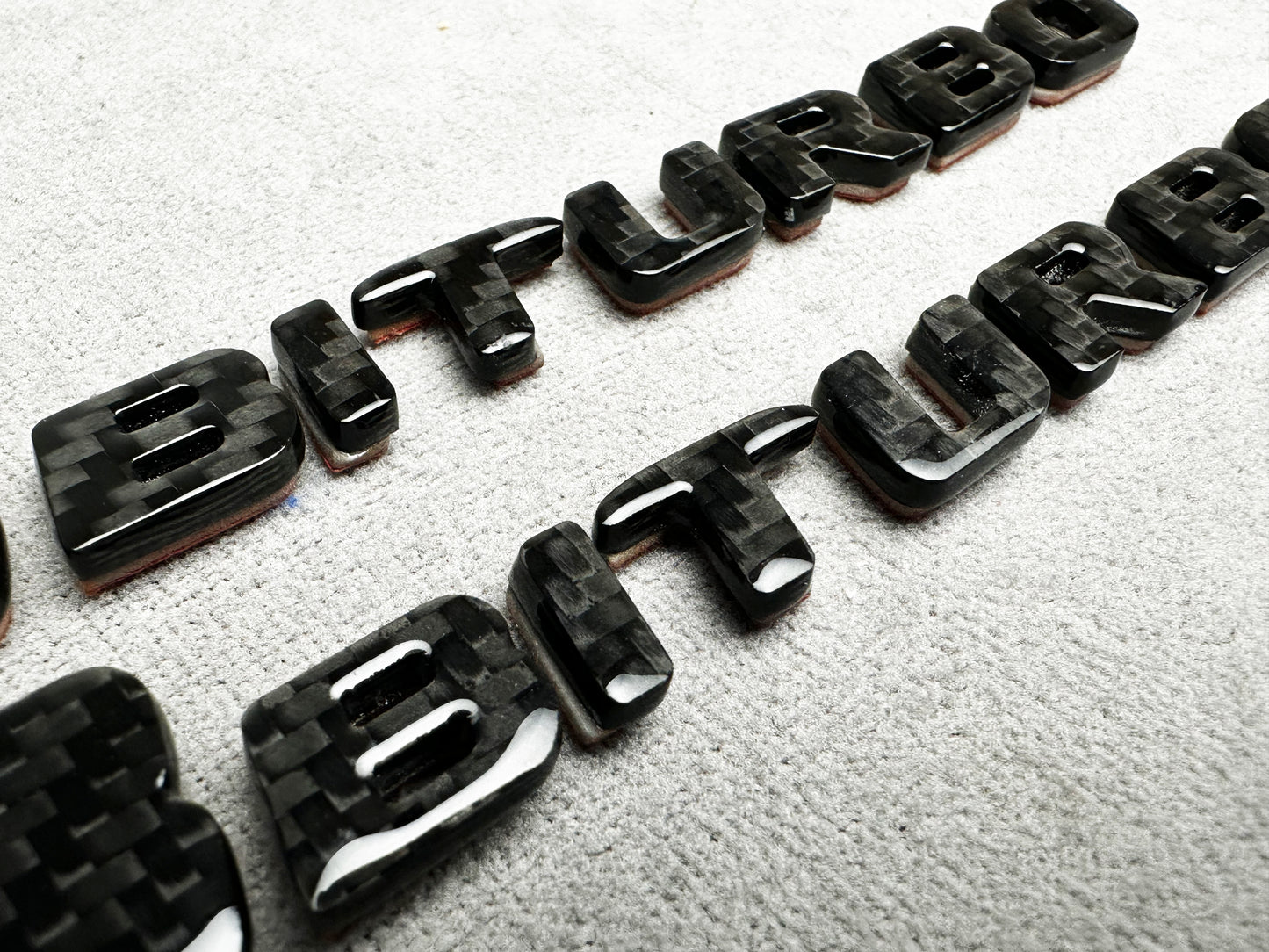 Performance-style V8 Biturbo carbon badges for Mercedes-Benz