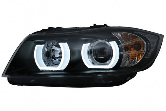 Xenon Headlights U-LED 3D Black for BMW 3 Series E90 E91 LHD (2005–2008)