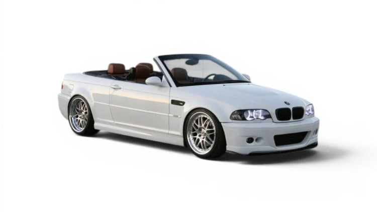 BMW 3 Series Cabriolet E46 2000-2005 aftermarket styling parts, grilles, emblems, carbon fiber parts, spoilers, diffusers, and exterior accessories
