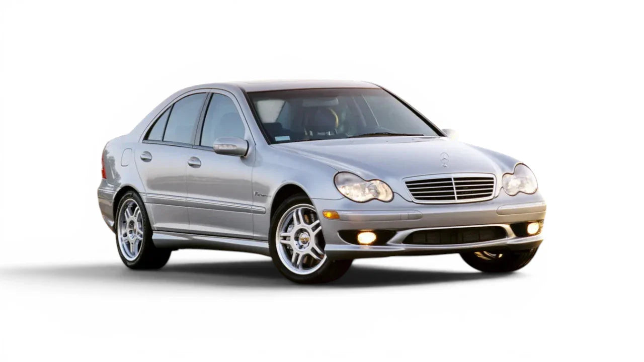 Mercedes-Benz C-Class W203 2000-2007 aftermarket styling parts, grilles, emblems, carbon fiber parts, spoilers, diffusers, and exterior accessories