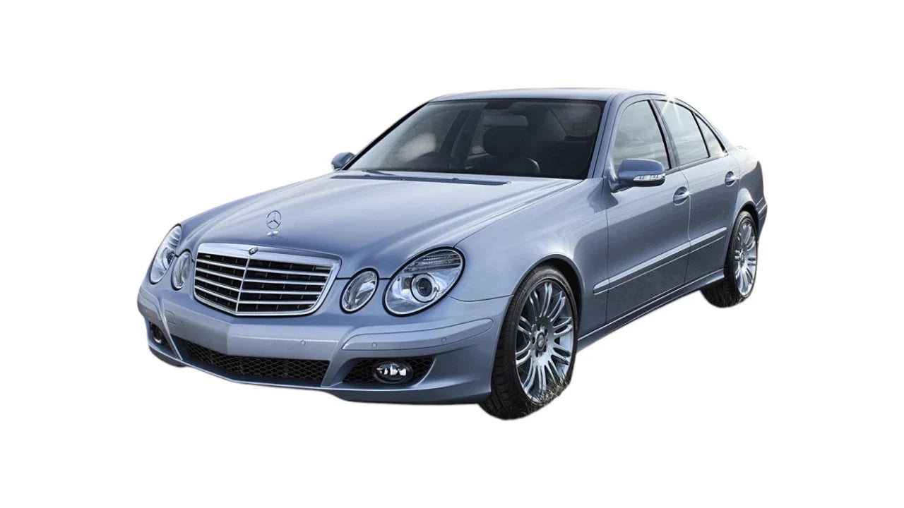 Mercedes-Benz E-Class Sedan W211 Facelift 2006-2009 aftermarket styling parts, grilles, emblems, carbon fiber parts, spoilers, diffusers, and exterior accessories
