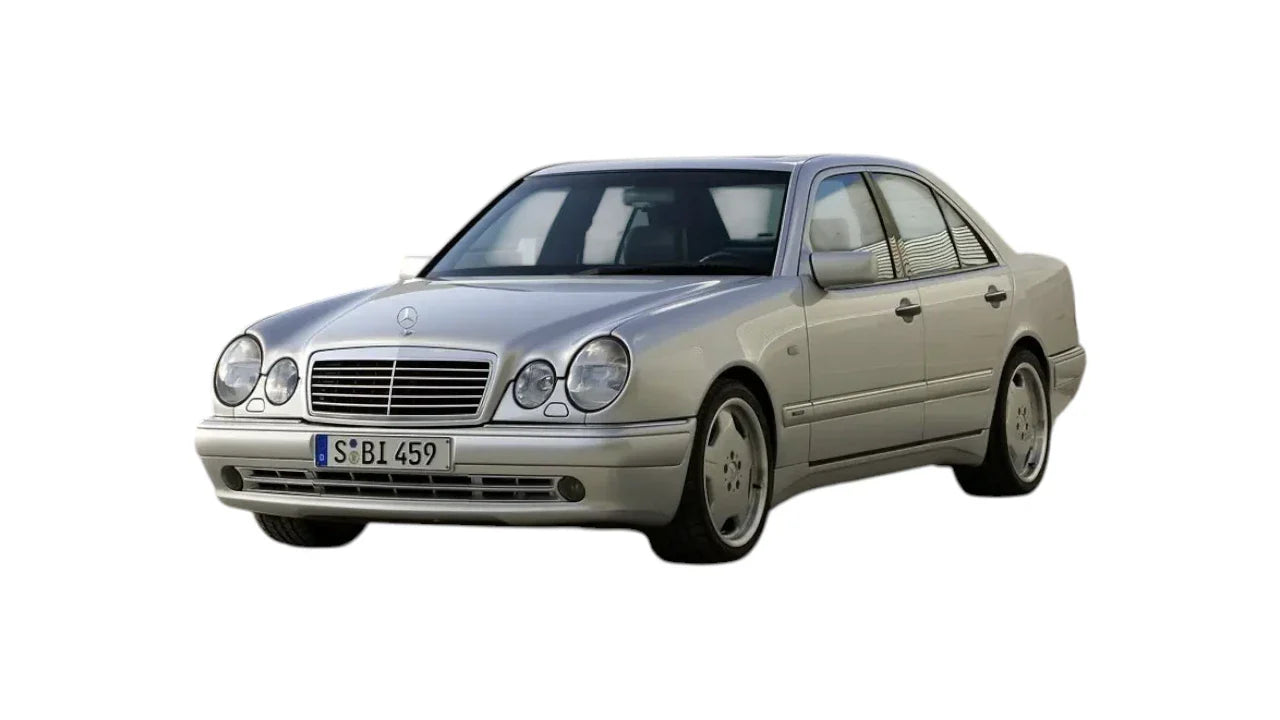 Mercedes-Benz E-Class Sedan W210 1995-2002 aftermarket styling parts, grilles, emblems, carbon fiber parts, spoilers, diffusers, and exterior accessories