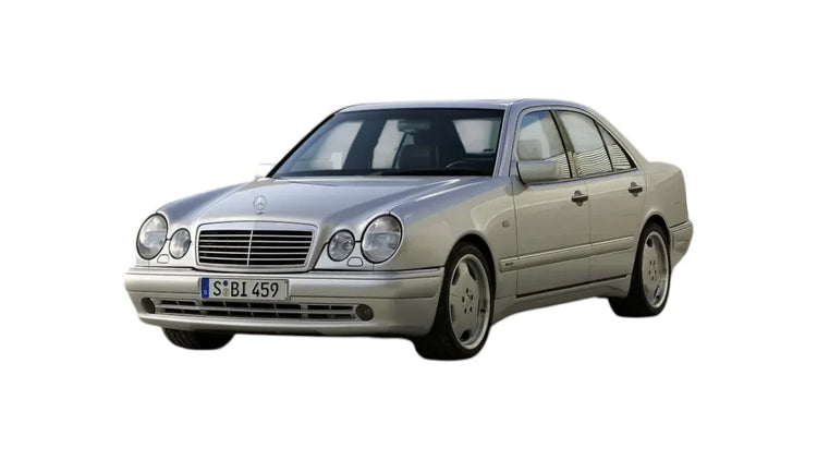 Mercedes-Benz E-Class Sedan W210 1995-2002 aftermarket styling parts, grilles, emblems, carbon fiber parts, spoilers, diffusers, and exterior accessories