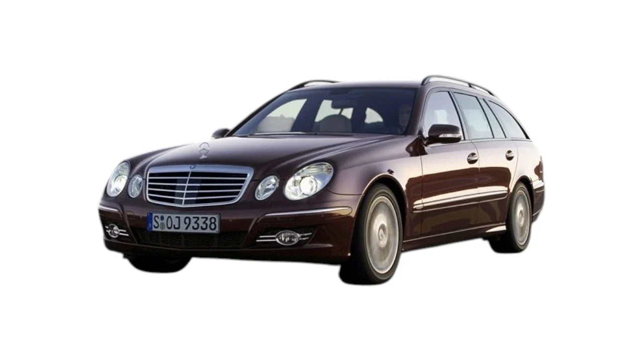 Mercedes-Benz E-Class T-Modell S211 2003-2009 aftermarket styling parts, grilles, emblems, carbon fiber parts, spoilers, diffusers, and exterior accessories