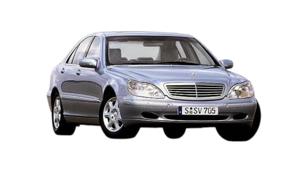 Mercedes-Benz S-Class W220 1998-2001 aftermarket styling parts, grilles, emblems, carbon fiber parts, spoilers, diffusers, and exterior accessories