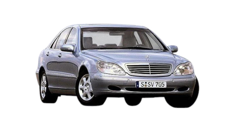 Mercedes-Benz S-Class W220 1998-2001 aftermarket styling parts, grilles, emblems, carbon fiber parts, spoilers, diffusers, and exterior accessories