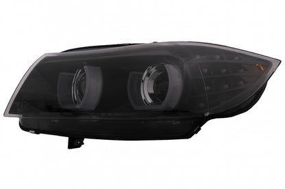 3D Angel Eyes LED DRL Xenon Headlights Black for BMW 3 Series E90 E91 LCI (2008–2011)