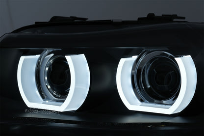 3D Angel Eyes LED DRL Xenon Headlights Black for BMW 3 Series E90 E91 LCI (2008–2011)