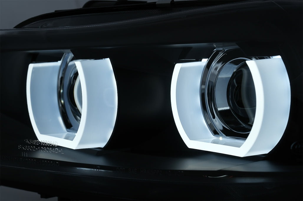 3D Angel Eyes LED DRL Xenon Headlights Black for BMW 3 Series E90 E91 LCI (2008–2011)