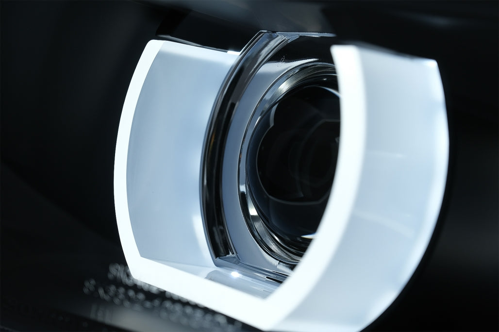 3D Angel Eyes LED DRL Xenon Headlights Black for BMW 3 Series E90 E91 LCI (2008–2011)