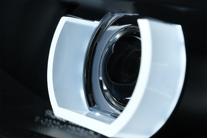 3D Angel Eyes LED DRL Xenon Headlights Black for BMW 3 Series E90 E91 LCI (2008–2011)