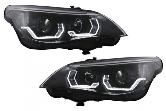 3D LED Angel Eyes Headlights LCI Design for BMW 5 Series E60 E61 (2003–2007)