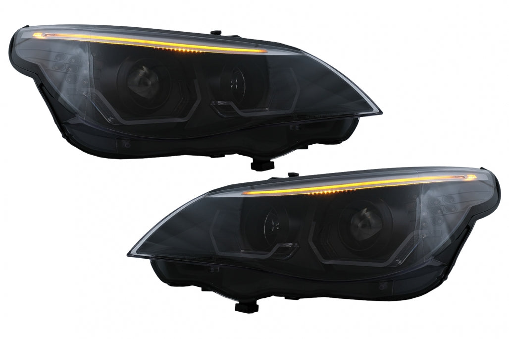 3D LED Angel Eyes Headlights LCI Design for BMW 5 Series E60 E61 (2003–2007)
