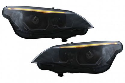 3D LED Angel Eyes Headlights LCI Design for BMW 5 Series E60 E61 (2003–2007)