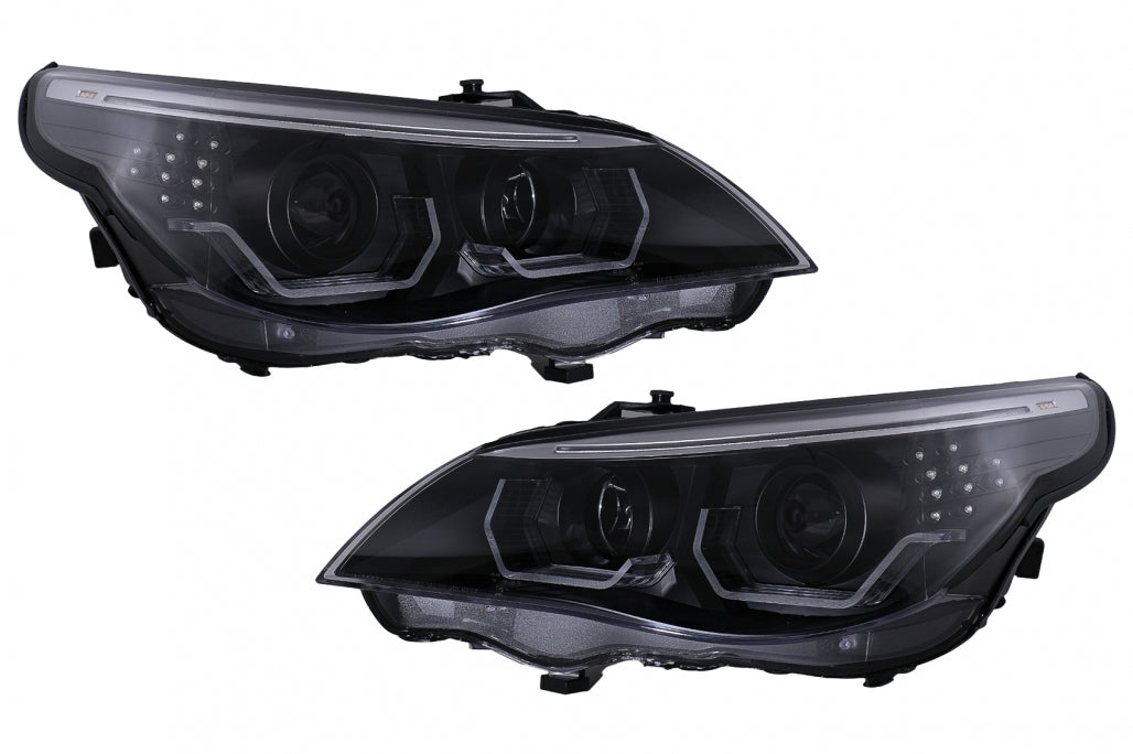 3D LED Angel Eyes Headlights LCI Design for BMW 5 Series E60 E61 (2003–2007)
