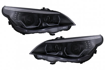 3D LED Angel Eyes Headlights LCI Design for BMW 5 Series E60 E61 (2003–2007)