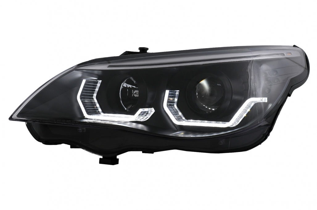 3D LED Angel Eyes Headlights LCI Design for BMW 5 Series E60 E61 (2003–2007)
