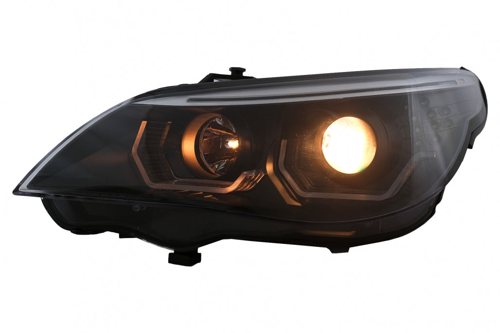 3D LED Angel Eyes Headlights LCI Design for BMW 5 Series E60 E61 (2003–2007)