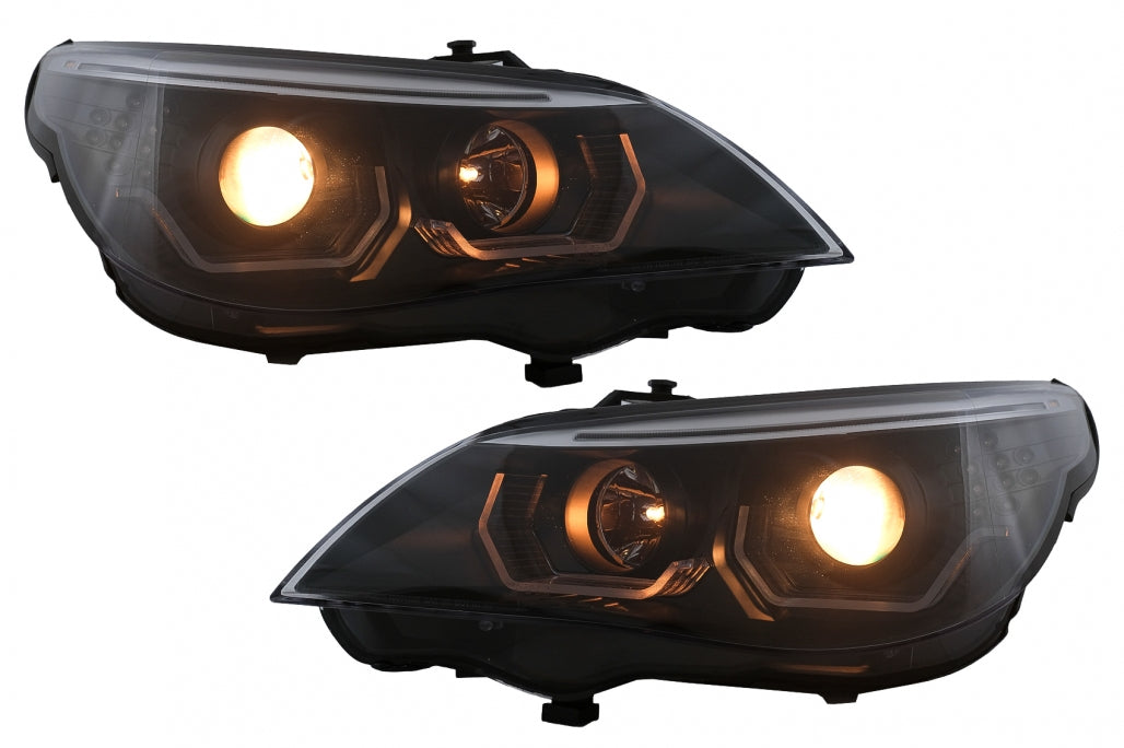 3D LED Angel Eyes Headlights LCI Design for BMW 5 Series E60 E61 (2003–2007)