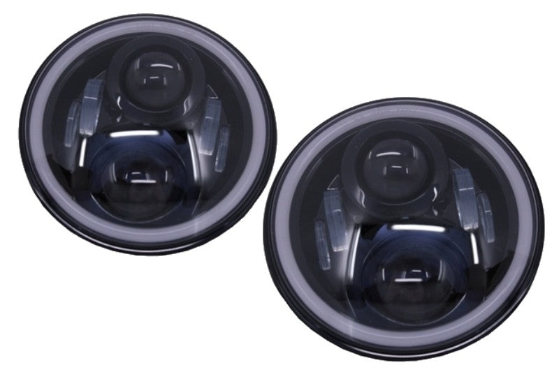 7 Inch CREE LED Headlights Amber Halo DRL for Jeep Wrangler JK TJ LJ, Land Rover Defender, Mercedes W463 Black