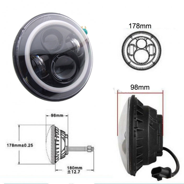 7 Inch CREE LED Headlights Amber Halo DRL for Jeep Wrangler JK TJ LJ, Land Rover Defender, Mercedes W463 Black