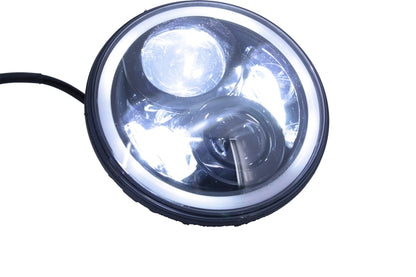 7 Inch CREE LED Headlights Amber Halo DRL for Jeep Wrangler JK TJ LJ, Land Rover Defender, Mercedes W463 Black