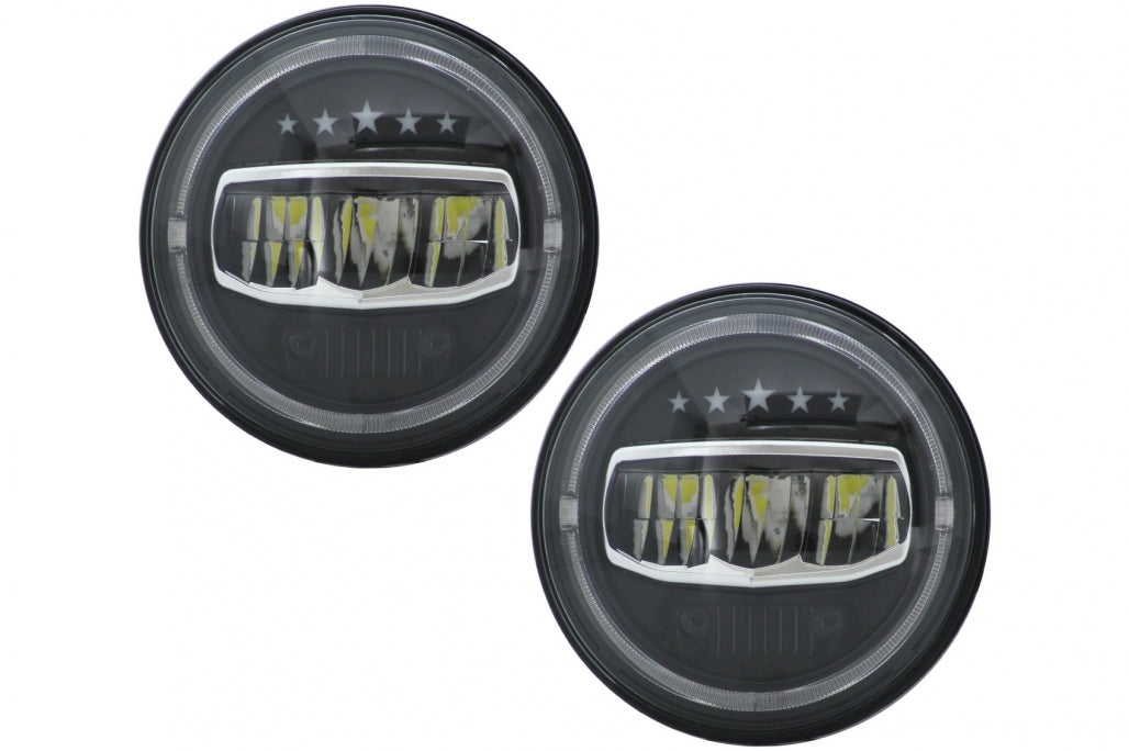 7 Inch CREE LED Headlights Angel Eye Halo DRL 5 Stars Design for Jeep Wrangler JK TJ JL (1997–2017)
