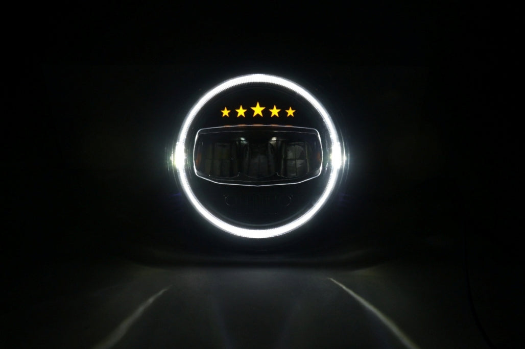 7 Inch CREE LED Headlights Angel Eye Halo DRL 5 Stars Design for Jeep Wrangler JK TJ JL (1997–2017)