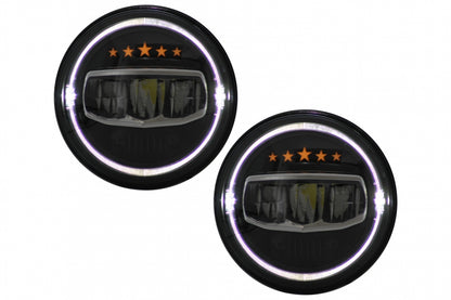7 Inch CREE LED Headlights Angel Eye Halo DRL 5 Stars Design for Jeep Wrangler JK TJ JL (1997–2017)