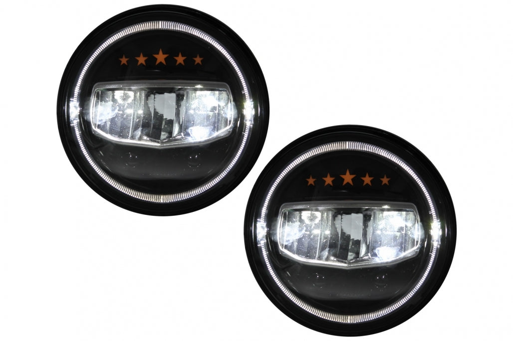 7 Inch CREE LED Headlights Angel Eye Halo DRL 5 Stars Design for Jeep Wrangler JK TJ JL (1997–2017)
