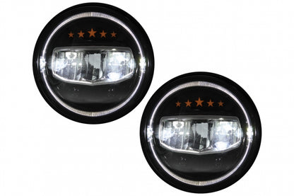 7 Inch CREE LED Headlights Angel Eye Halo DRL 5 Stars Design for Jeep Wrangler JK TJ JL (1997–2017)