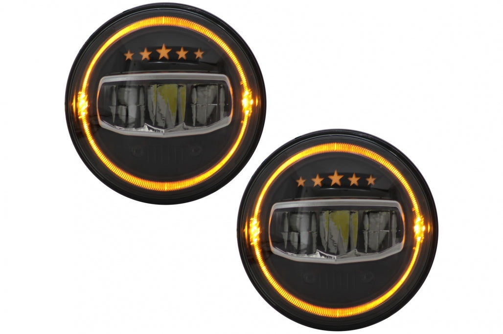 7 Inch CREE LED Headlights Angel Eye Halo DRL 5 Stars Design for Jeep Wrangler JK TJ JL (1997–2017)