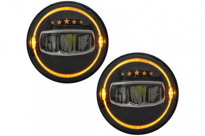 7 Inch CREE LED Headlights Angel Eye Halo DRL 5 Stars Design for Jeep Wrangler JK TJ JL (1997–2017)
