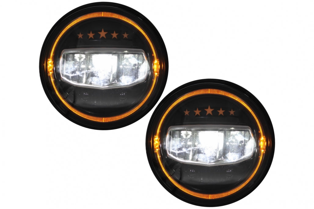 7 Inch CREE LED Headlights Angel Eye Halo DRL 5 Stars Design for Jeep Wrangler JK TJ JL (1997–2017)