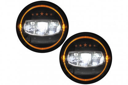 7 Inch CREE LED Headlights Angel Eye Halo DRL 5 Stars Design for Jeep Wrangler JK TJ JL (1997–2017)