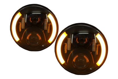 7 Inch CREE LED Headlights Half Halo Black for Jeep Wrangler JK (2007–2017) Mercedes G-Class W463 (1989–2017) Land Rover Defender