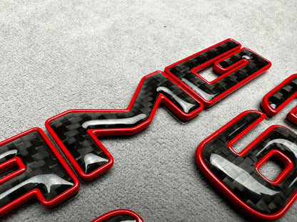 AMG CLS 63 red metal with carbon emblem badge for Mercedes, for rear trunk upgrade