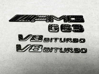 AMG G63 V8 Biturbo full carbon badge emblem for Mercedes G-Wagon W465, premium carbon fiber finish