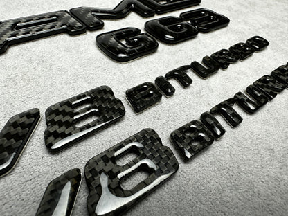 AMG G63 V8 Biturbo full carbon badge emblem for Mercedes G-Wagon W465, premium carbon fiber finish