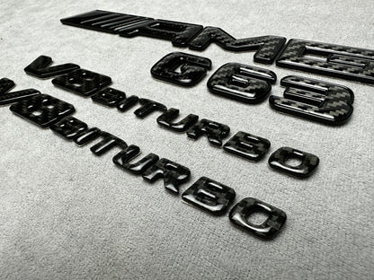 AMG G63 V8 Biturbo full carbon badge emblem for Mercedes G-Wagon W465, premium carbon fiber finish
